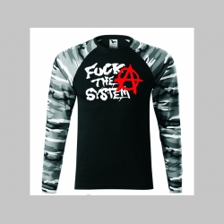 Anarchy - Fuck The System pánske tričko (nie mikina!!) s dlhými rukávmi vo farbe " metro " čiernobiely maskáč gramáž 160 g/m2 materiál 100%bavlna